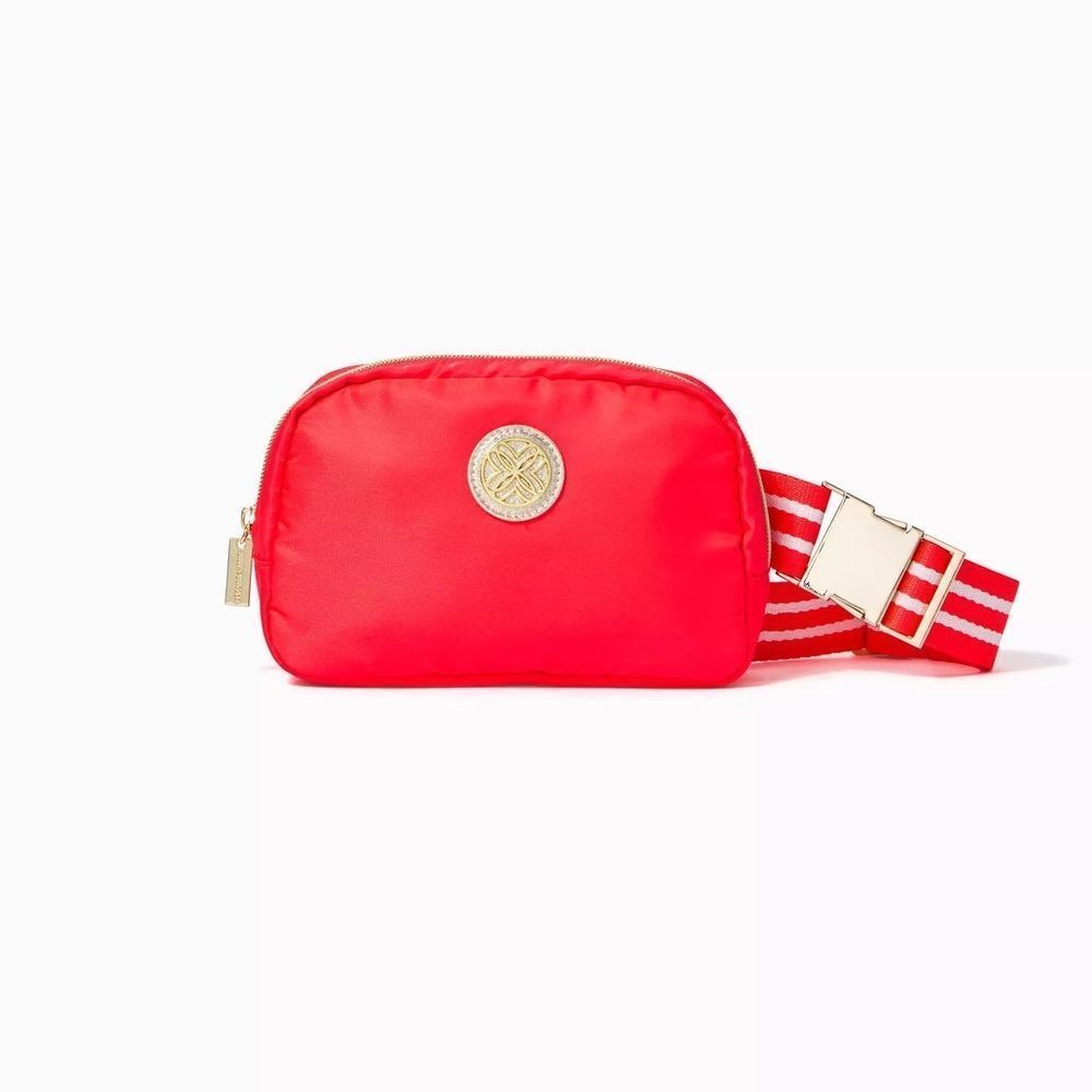 Lilly Pullitzer Jeanie Belt Bag in Mizner Red Striped Web Adjustable Strap